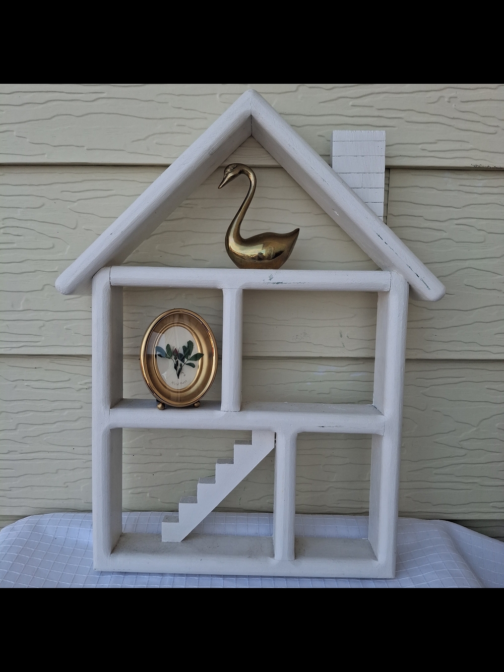 White Wooden House-Shaped Wall Shelf